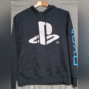 PlayStation Black Hoodie with Blue Sleeve Logo Mens Size M